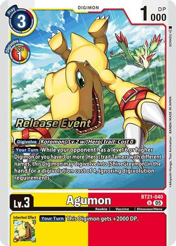 Image for Agumon - BT21-040 (BT21-040 U) (BT21_PR) - Digimon Card Game