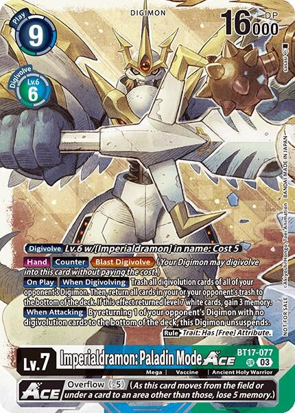 Image for Imperialdramon: Paladin Mode ACE (World Convergence Release Event) (BT17-077 SR) (World Convergence Release Event Cards) (BT-21_PR) - Digimon Card Game