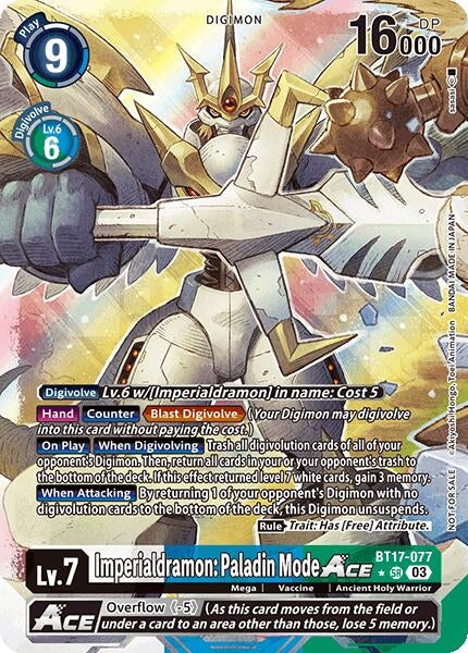 Image for Imperialdramon: Paladin Mode ACE (World Convergence Release Event Winner) (BT17-077 SR) (World Convergence Release Event Cards) (BT-21_PR) - Digimon Card Game