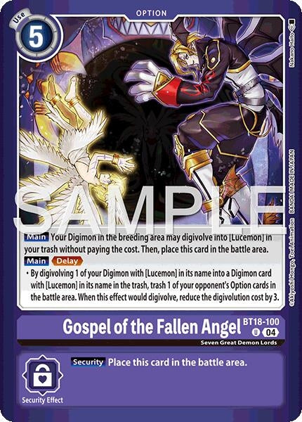 Image for Gospel of the Fallen Angel (BT18-100 U) (Limited Card Pack -Billion Bullet-) (LM-06) - Digimon Card Game