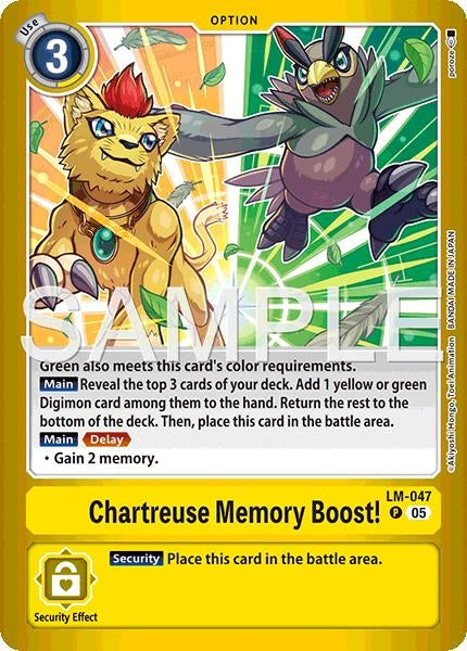 Image for Chartreuse Memory Boost! (LM-047 P) (Limited Card Pack -Billion Bullet-) (LM-06) - Digimon Card Game