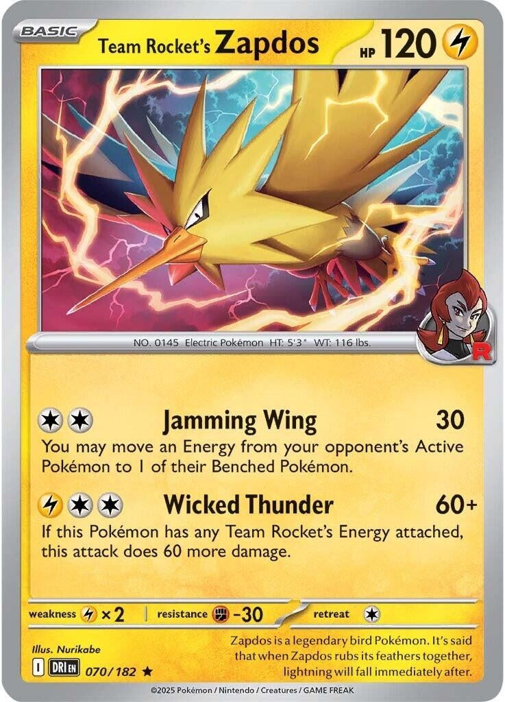 Image for Team Rocket's Zapdos (070/182) (SV10: Destined Rivals) - Pokemon