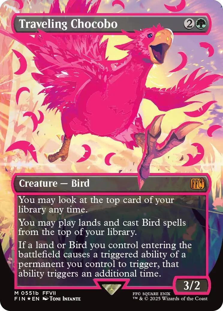 Image for Traveling Chocobo (Borderless) (Neon Ink Pink) (511b) (FINAL FANTASY) - Magic: The Gathering
