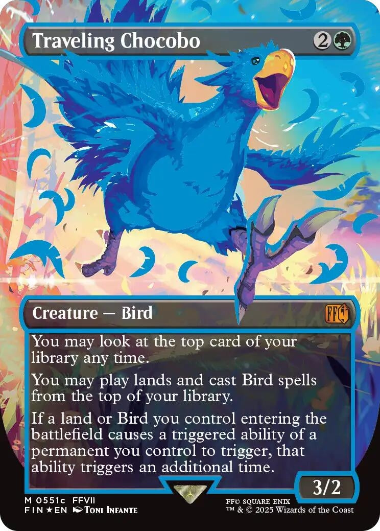 Image for Traveling Chocobo (Borderless) (Neon Ink Blue) (511c) (FINAL FANTASY) - Magic: The Gathering