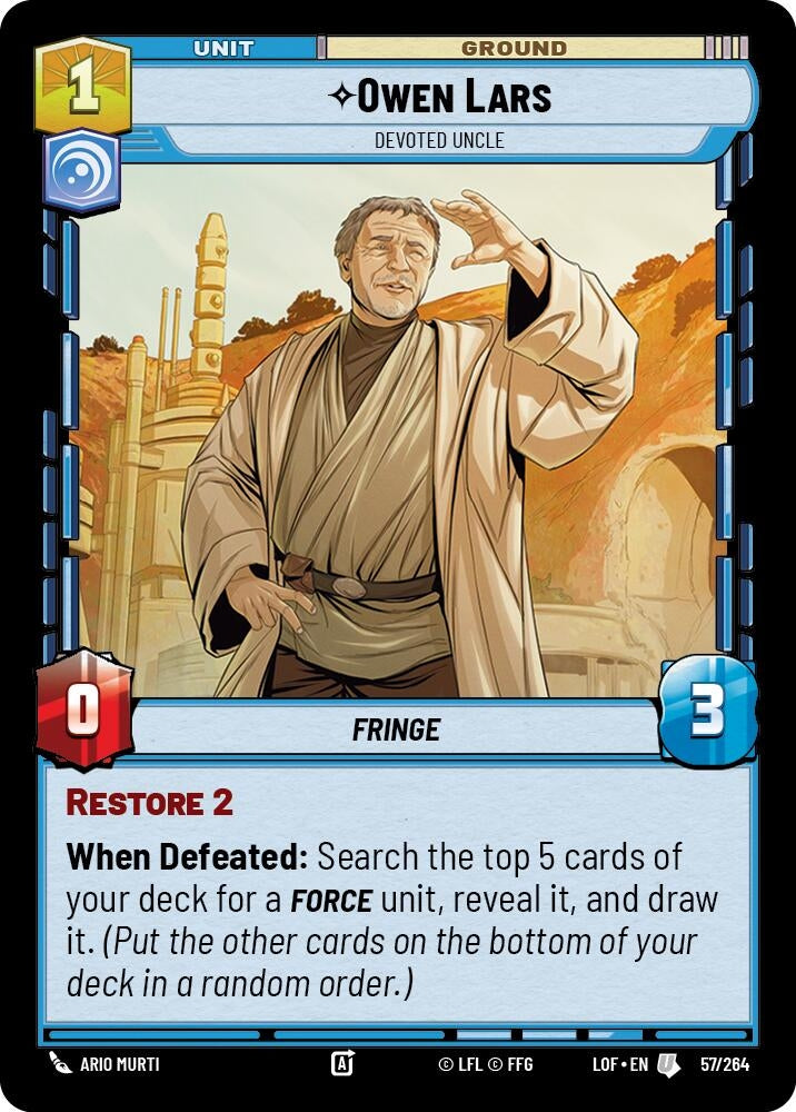 Image for Owen Lars - Devoted Uncle (057/264) (Legends of the Force) - Star Wars: Unlimited