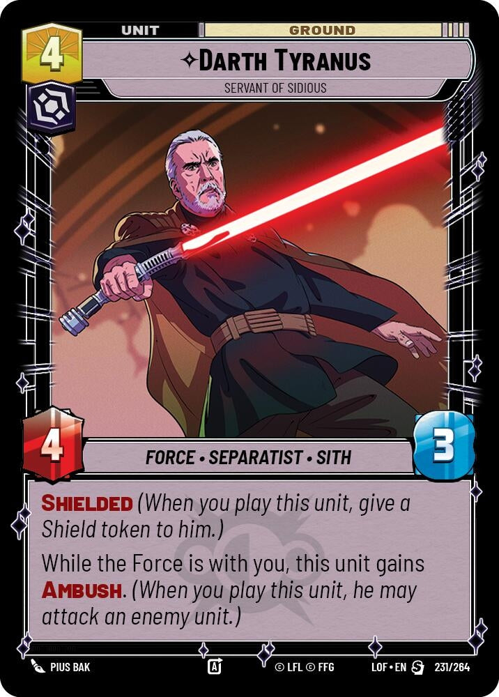 Image for Darth Tyranus - Servant of Sidious (231/264) (Legends of the Force) - Star Wars: Unlimited
