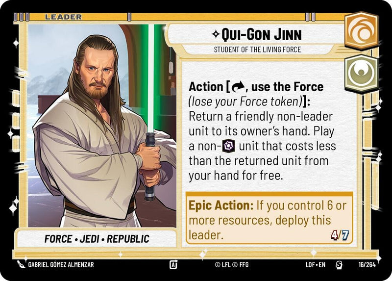 Image for Qui-Gon Jinn - Student of the Living Force (016/264) (Legends of the Force) - Star Wars: Unlimited