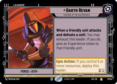 Image for Darth Revan - Scourge of the Old Republic (017/264) (Legends of the Force) - Star Wars: Unlimited