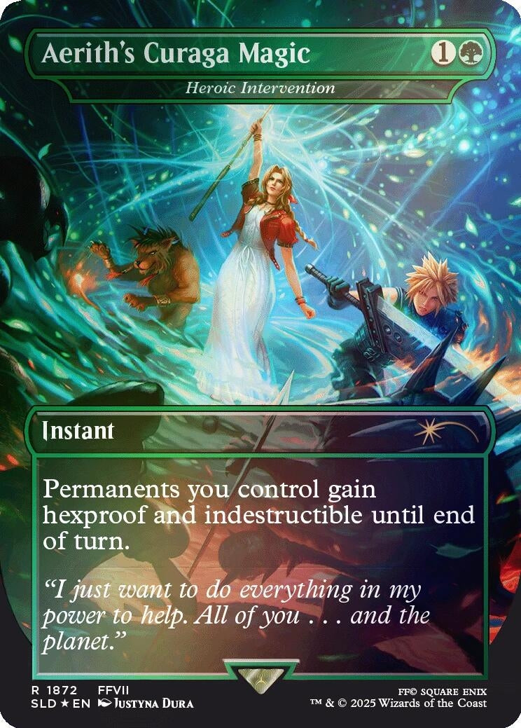 Image for Aerith's Curaga Magic - Heroic Intervention (Rainbow Foil) (1872) (Secret Lair Drop Series) - Magic: The Gathering