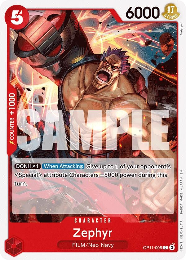 Image for Zephyr (OP11-006) (A Fist of Divine Speed) - One Piece Card Game