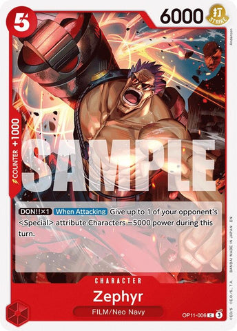Image for Zephyr (OP11-006) (A Fist of Divine Speed) - One Piece Card Game