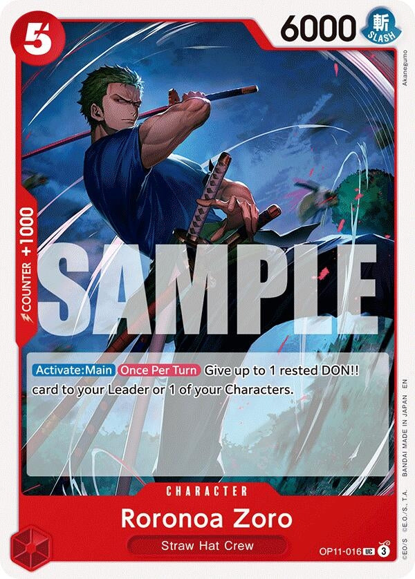 Image for Roronoa Zoro (OP11-016) (A Fist of Divine Speed) - One Piece Card Game