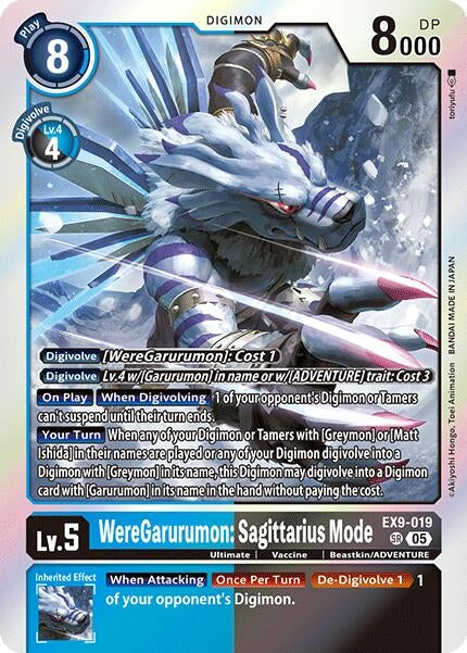 Image for WereGarurumon: Sagittarius Mode (EX9-019 SR) (Versus Monsters) (EX-09) - Digimon Card Game