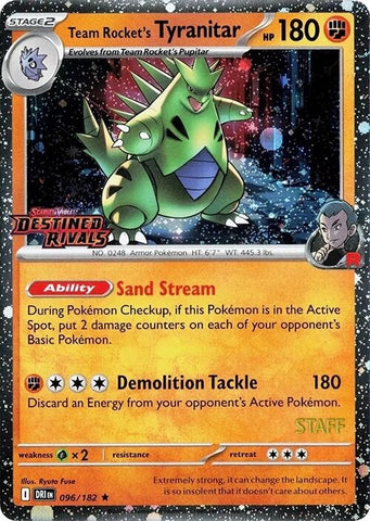 Image for Team Rocket's Tyranitar (Prerelease Staff) (096/182) (SV10: Destined Rivals) - Pokemon