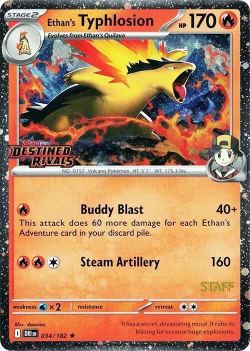 Image for Ethan's Typhlosion (Prerelease Staff) (034/182) (SV10: Destined Rivals) - Pokemon