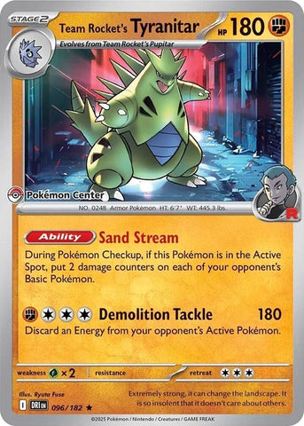 Image for Team Rocket's Tyranitar (Pokemon Center Exclusive) (096/182) (Miscellaneous Cards & Products) - Pokemon
