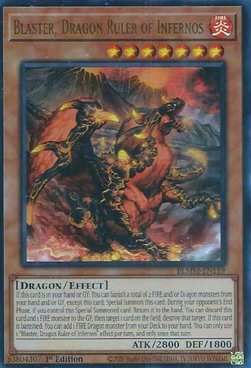 Image for Blaster, Dragon Ruler of Infernos (BLMM-EN119) (Battles of Legend: Monster Mayhem) - YuGiOh