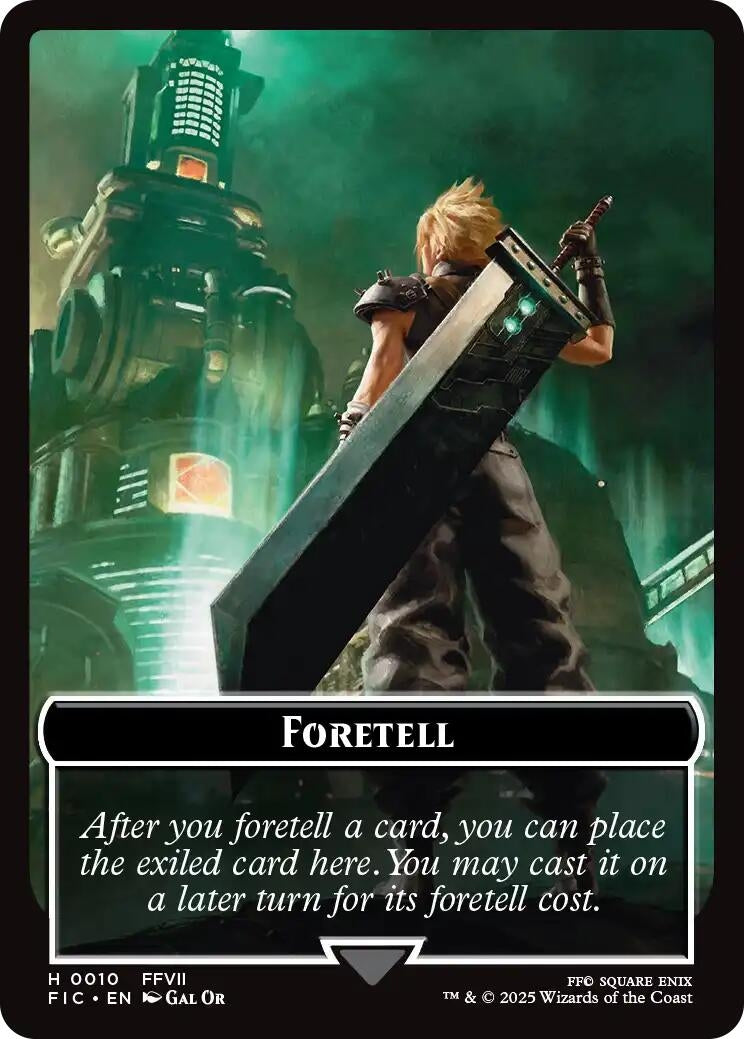 Foretell // Treasure Double-Sided Token (Surge Foil) (10 // 36) (Commander: FINAL FANTASY)