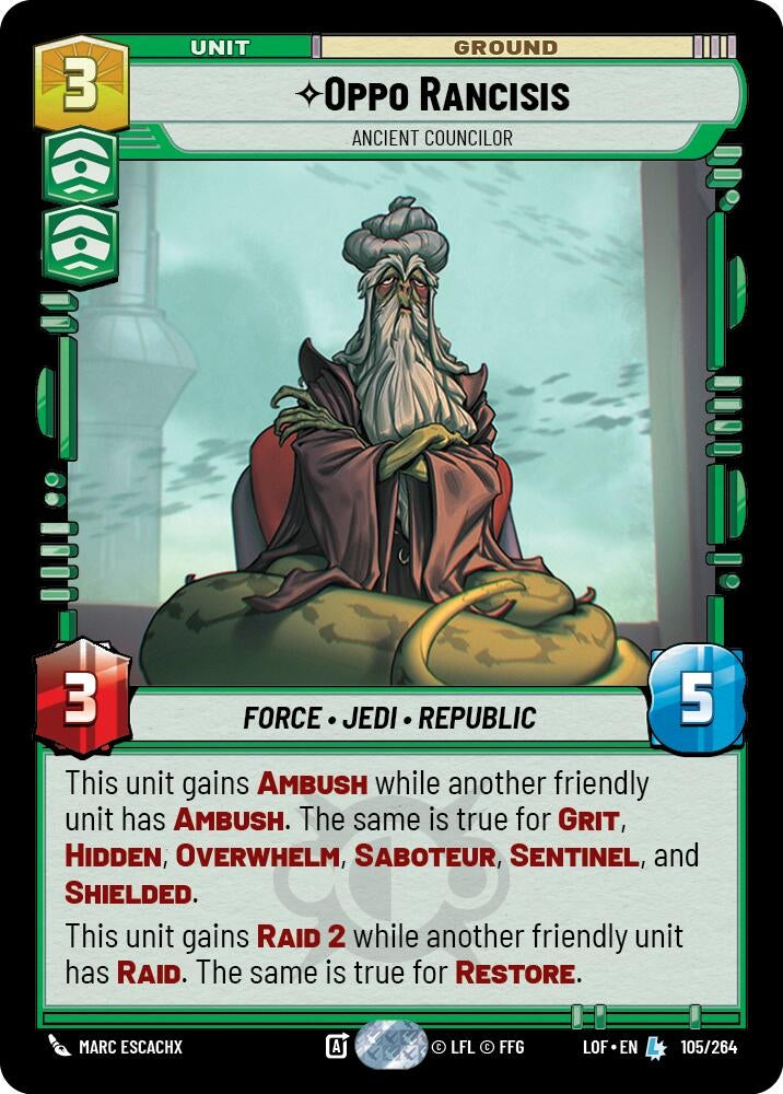 Image for Oppo Rancisis - Ancient Councilor (105/264) (Legends of the Force) - Star Wars: Unlimited