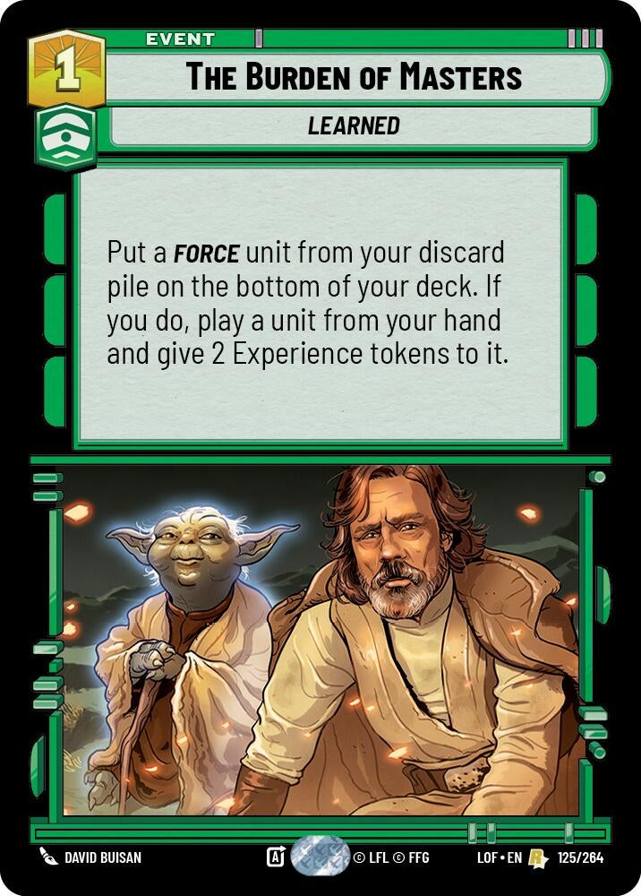 Image for The Burden of Masters (125/264) (Legends of the Force) - Star Wars: Unlimited