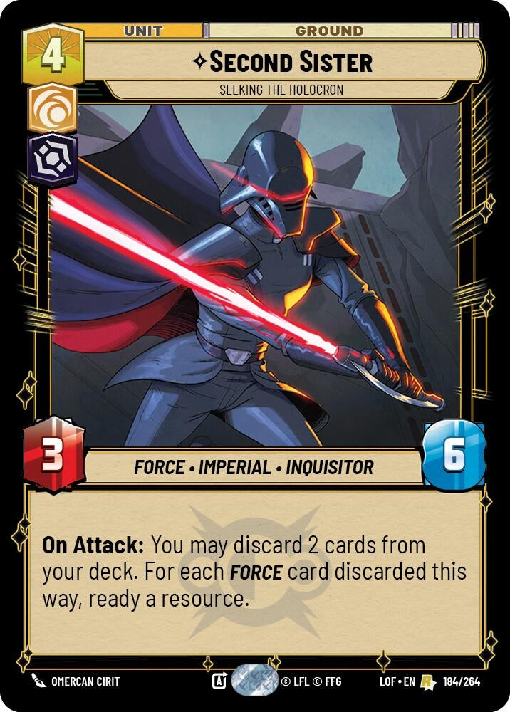 Image for Second Sister - Seeking the Holocron (184/264) (Legends of the Force) - Star Wars: Unlimited