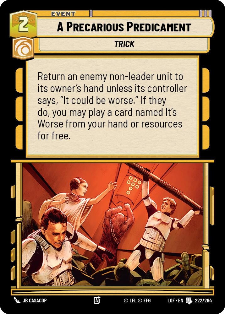 Image for A Precarious Predicament (222/264) (Legends of the Force) - Star Wars: Unlimited