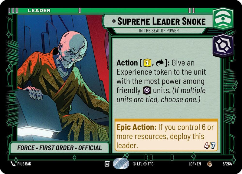 Image for Supreme Leader Snoke - In the Seat of Power (006/264) (Legends of the Force) - Star Wars: Unlimited