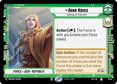 Image for Avar Kriss - Marshal of Starlight (007/264) (Legends of the Force) - Star Wars: Unlimited