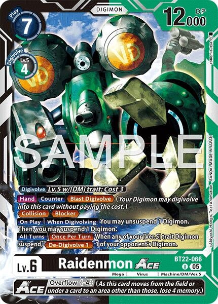 Image for Raidenmon ACE (BT22-066 U) - Digimon Card Game