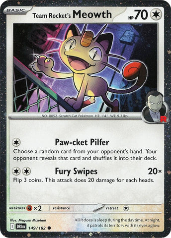 Image for Team Rocket's Meowth (Cosmos Holo) (149/182) (Miscellaneous Cards & Products) - Pokemon