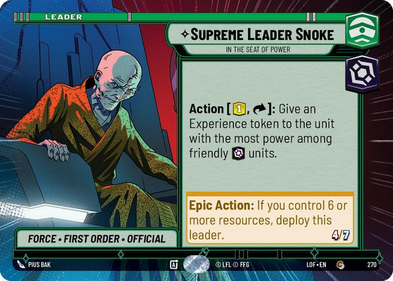 Image for Supreme Leader Snoke - In the Seat of Power (Hyperspace) (270) (Legends of the Force) - Star Wars: Unlimited