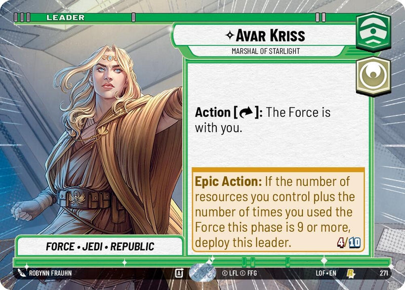 Image for Avar Kriss - Marshal of Starlight (Hyperspace) (271) (Legends of the Force) - Star Wars: Unlimited