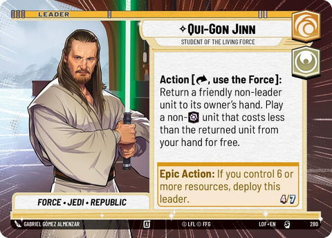 Image for Qui-Gon Jinn - Student of the Living Force (Hyperspace) (280) (Legends of the Force) - Star Wars: Unlimited