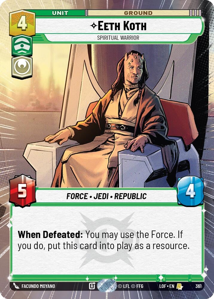 Image for Eeth Koth - Spiritual Warrior (Hyperspace) (361) (Legends of the Force) - Star Wars: Unlimited
