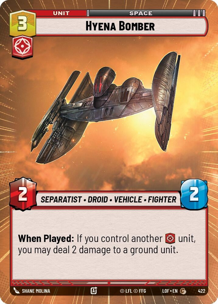 Image for Hyena Bomber (Hyperspace) (422) (Legends of the Force) - Star Wars: Unlimited