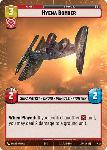 Image for Hyena Bomber (Hyperspace) (422) (Legends of the Force) - Star Wars: Unlimited