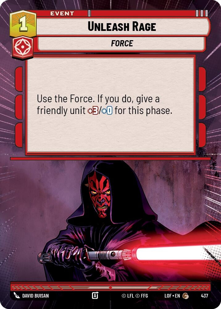 Image for Unleash Rage (Hyperspace) (437) (Legends of the Force) - Star Wars: Unlimited