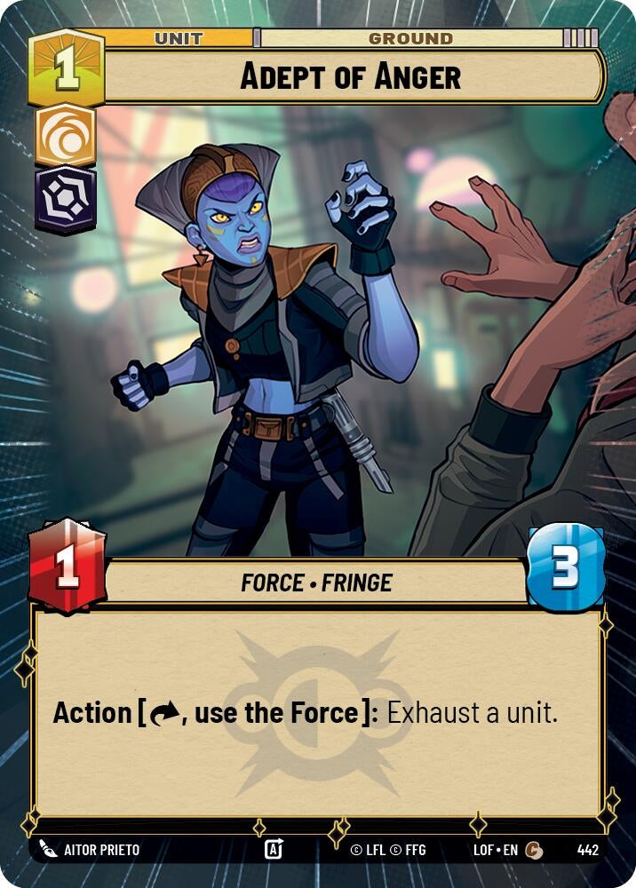 Image for Adept of Anger (Hyperspace) (442) (Legends of the Force) - Star Wars: Unlimited