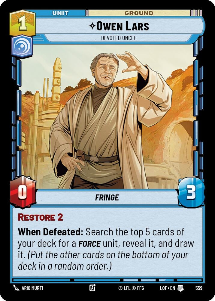 Image for Owen Lars - Devoted Uncle (Foil) (559) (Legends of the Force) - Star Wars: Unlimited