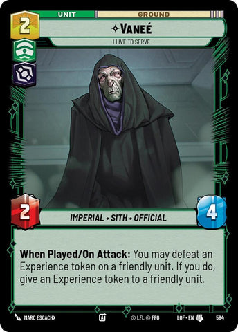 Image for Vanee - I Live to Serve (Foil) (584) (Legends of the Force) - Star Wars: Unlimited