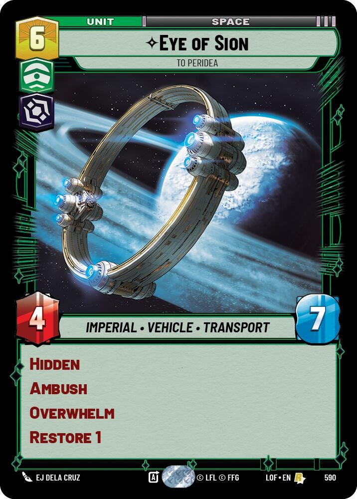 Image for Eye of Sion - To Peridea (Foil) (590) (Legends of the Force) - Star Wars: Unlimited