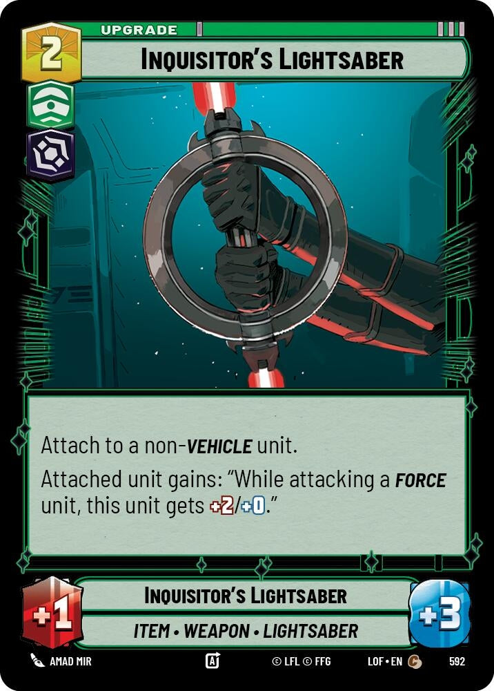 Image for Inquisitor's Lightsaber (Foil) (592) (Legends of the Force) - Star Wars: Unlimited