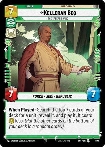Image for Kelleran Beq - The Sabered Hand (Foil) (602) (Legends of the Force) - Star Wars: Unlimited
