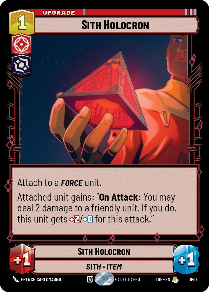 Image for Sith Holocron (Foil) (640) (Legends of the Force) - Star Wars: Unlimited