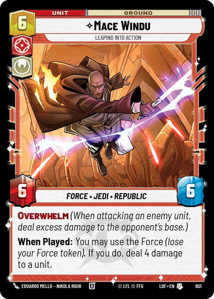 Image for Mace Windu - Leaping into Action (Foil) (651) (Legends of the Force) - Star Wars: Unlimited