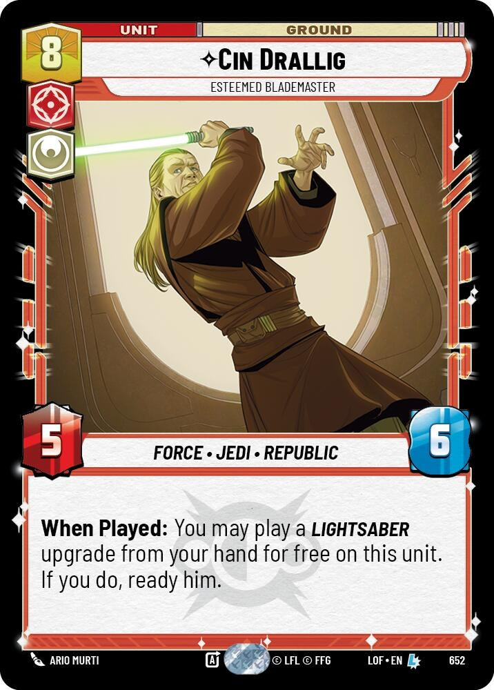 Image for Cin Drallig - Esteemed Blademaster (Foil) (652) (Legends of the Force) - Star Wars: Unlimited