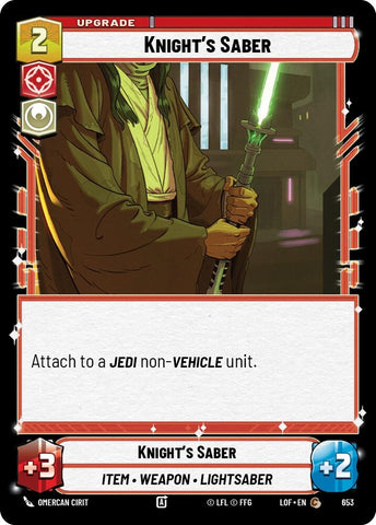 Image for Knight's Saber (Foil) (653) (Legends of the Force) - Star Wars: Unlimited