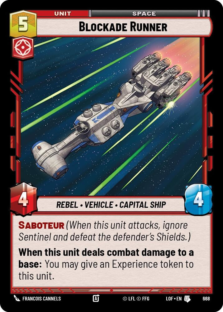 Image for Blockade Runner (Foil) (668) (Legends of the Force) - Star Wars: Unlimited