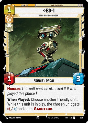 Image for BD-1 - Beep Boo Boo Bweep (Foil) (693) (Legends of the Force) - Star Wars: Unlimited