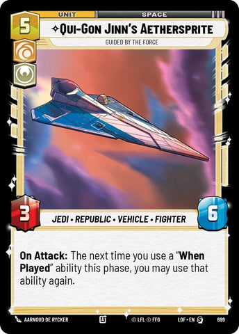 Image for Qui-Gon Jinn's Aethersprite - Guided by the Force (Foil) (699) (Legends of the Force) - Star Wars: Unlimited